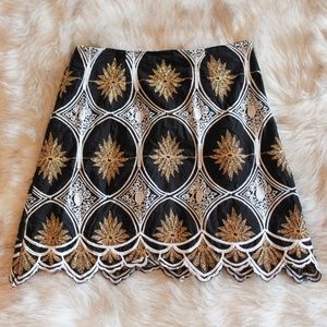 Selfie Leslie black/gold scalloped skirt